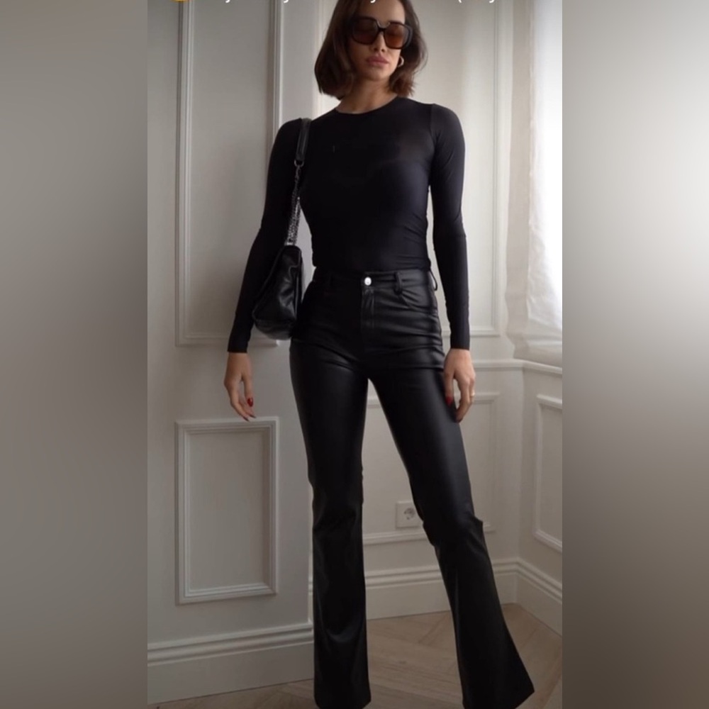 Zara Faux Leather Flared Pants - Picture 10 of 12